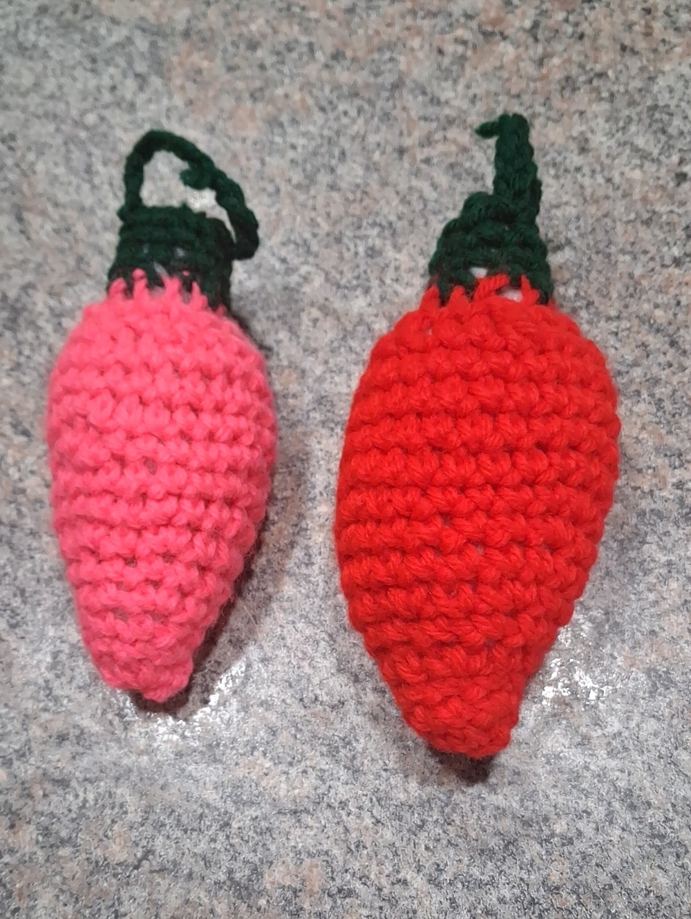 Handmade Crocheted Holiday Light Ornaments - Red & Pink